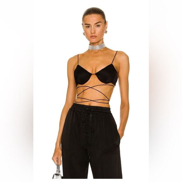 ALEX PERRY Wrapped Satin Crepe Keyhole Bralette 4 Black - Picture 1 of 6